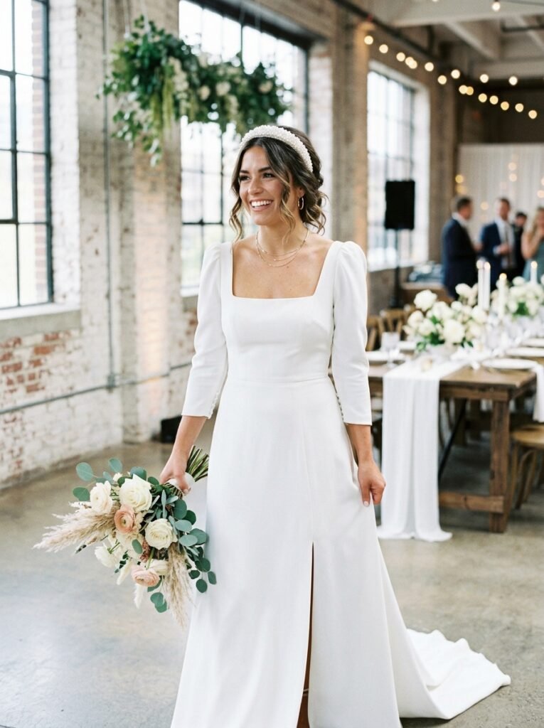 Chic Square Neck Viral Bridal Dress Dress Viral Bridal Outfit Ideas Gorgeous Wedding Looks That Will Make You Say “Yes!”