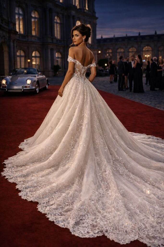 Dramatic Cathedral Train Wedding Dress