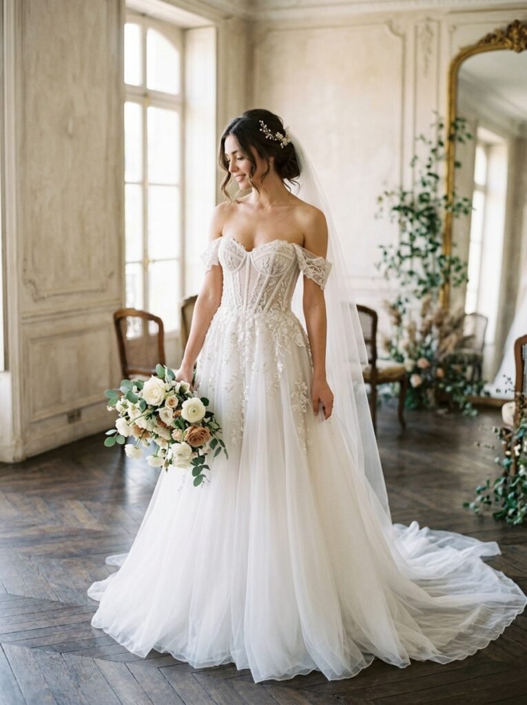 Elegant Corset Bodice Couture Bridal Gown Jaw-Dropping Bridal Outfit Ideas Every Bride Will Be Saving on Pinterest This Year