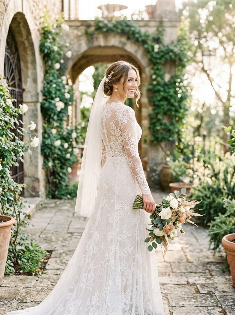 Elegant Long Sleeve Lace Bridal Dress Jaw-Dropping Bridal Outfit Ideas Every Bride Will Be Saving on Pinterest This Year