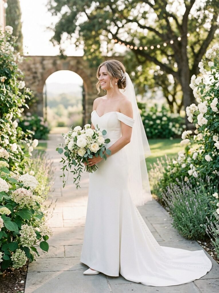 Elegant Off Shoulder Bridal Dress Stunning Bridal Outfit Idea for Every Wedding Style