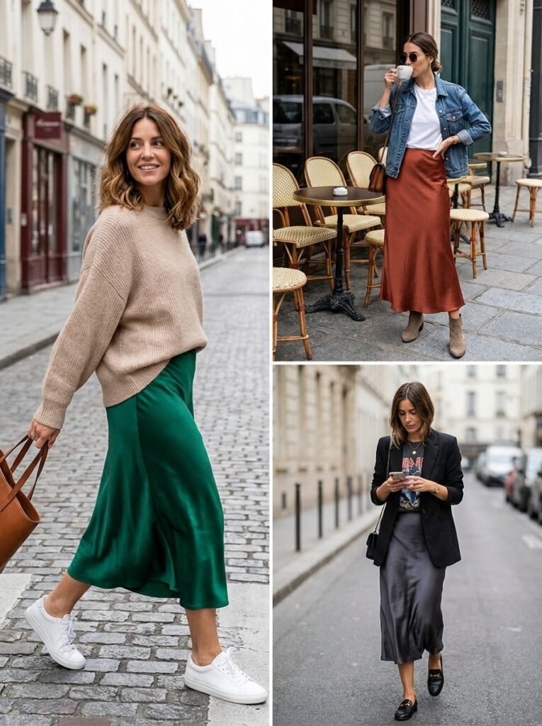 Elegant Satin Skirt Everyday Look Stunning Outfit Ideas Every Stylish Woman Should Try