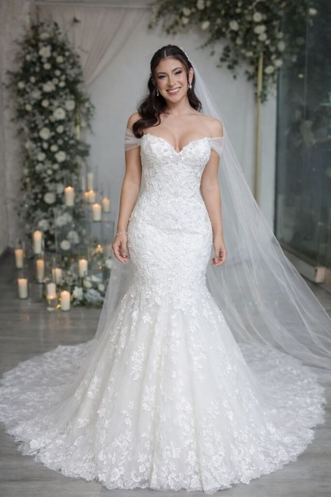 Ethereal Off Shoulder Tulle Bridal Dress
