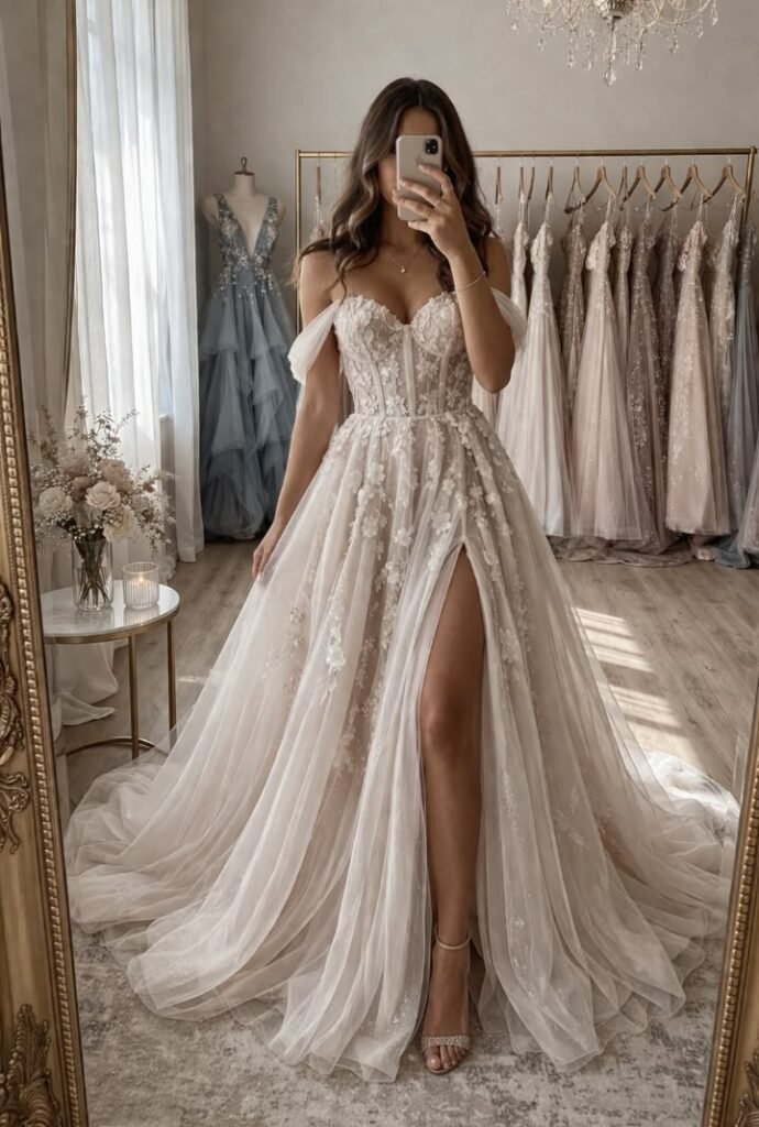 Ethereal Off Shoulder Tulle Gown