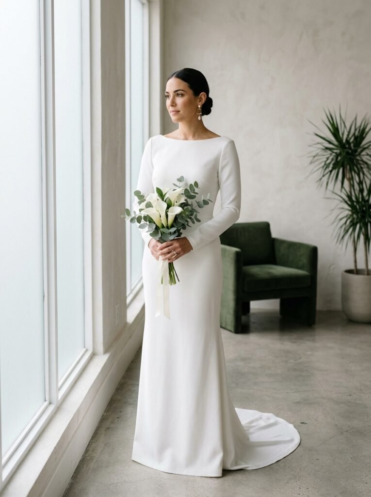 Modern Minimalist Bridal Chic Look Stop Scrolling!” Bridal Outfit Idea That Are Pure Wedding-Day Perfection
