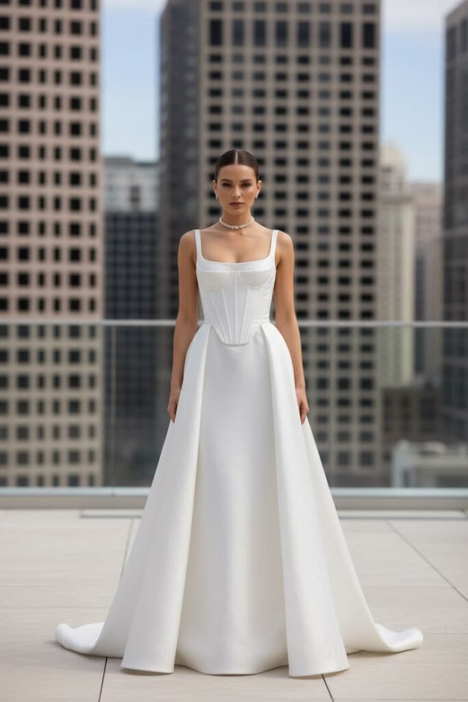 Modern Square Neck Bridal Gown