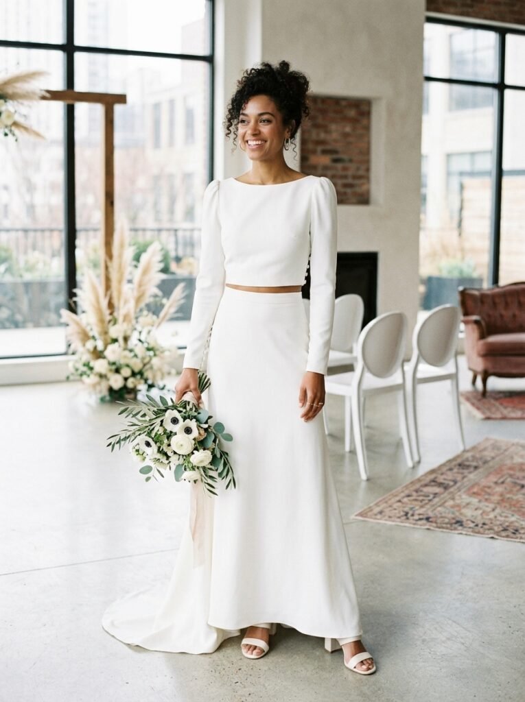 Modern Two Piece Bridal Set Bridal Outfit Idea for Every Wedding Style