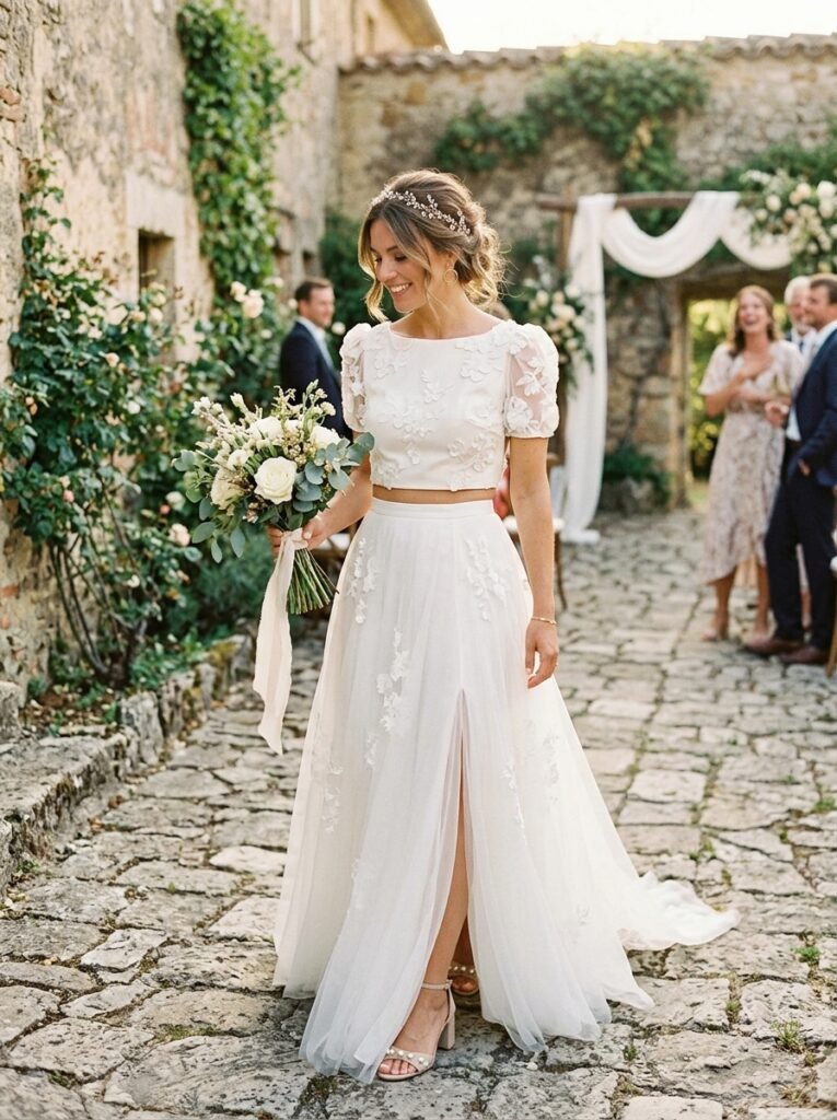 Modern Two Piece Viral Bridal Set Viral Bridal Outfit Ideas Gorgeous Wedding Looks That Will Make You Say “Yes!”