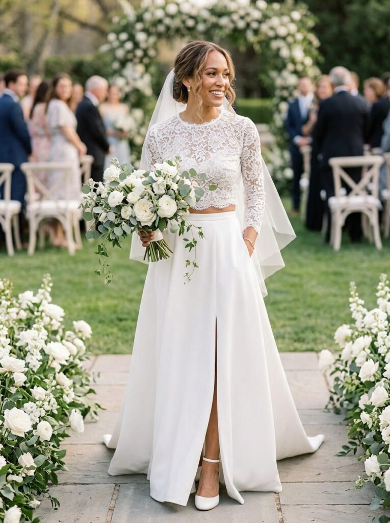 Modern Two Piece Viral Bridal Set Viral Bridal Outfit Ideas Gorgeous Wedding Looks That Will Make You Say “Yes!”