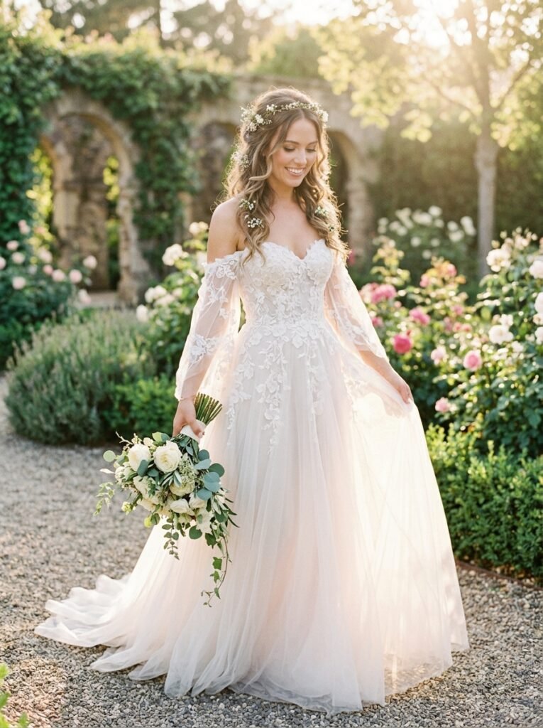 Off Shoulder Romantic Bridal Glow Gown Jaw-Dropping Bridal Outfit Ideas Every Bride Will Be Saving on Pinterest This Year