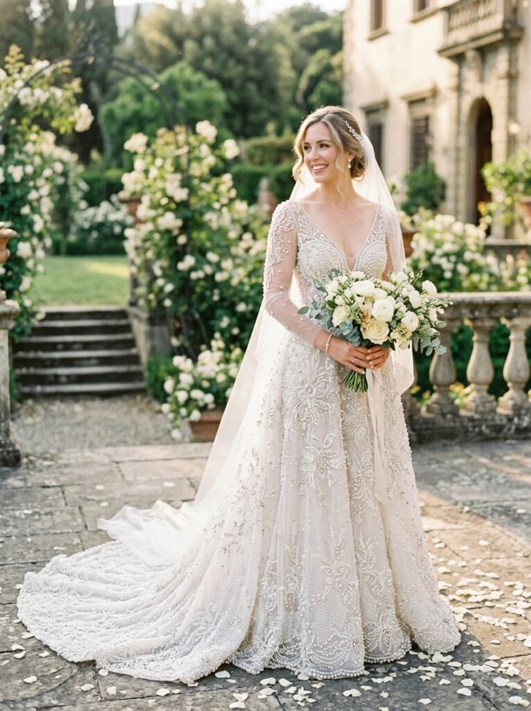 Pearl Embellished Bridal Gown Stunning Bridal Outfit Idea for Every Wedding Style