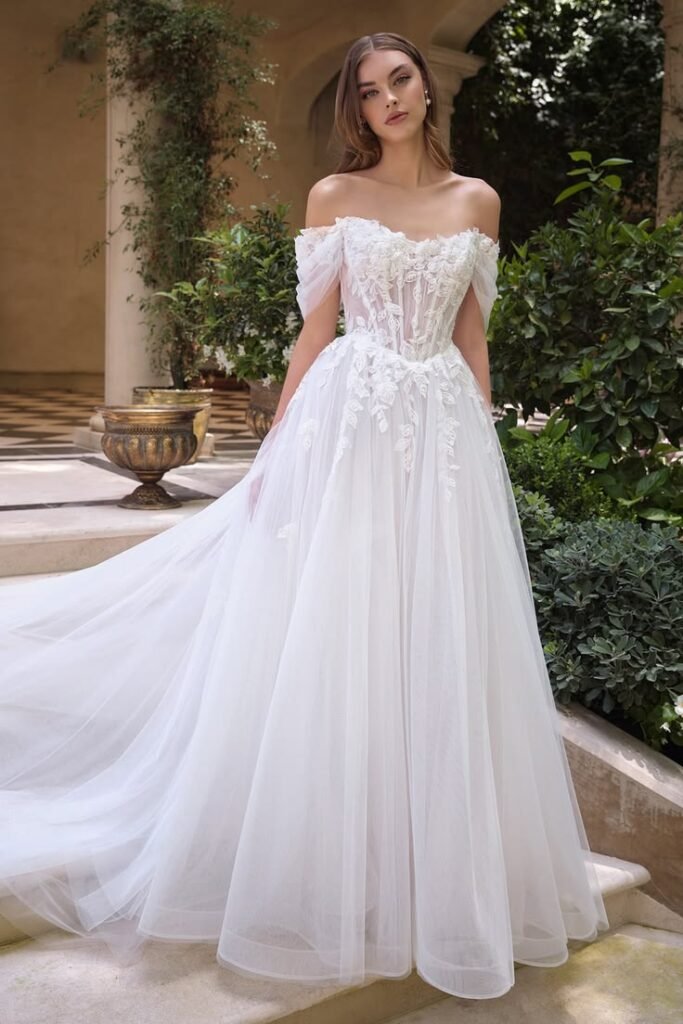 Romantic Lace A Line Wedding Dress