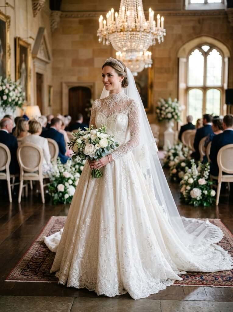 Royal Inspired High Neck Wedding Dress Stunning Bridal Outfit Idea for Every Wedding Style