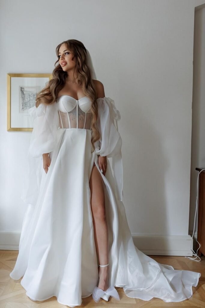 Sheer Sleeve Bridal Dress