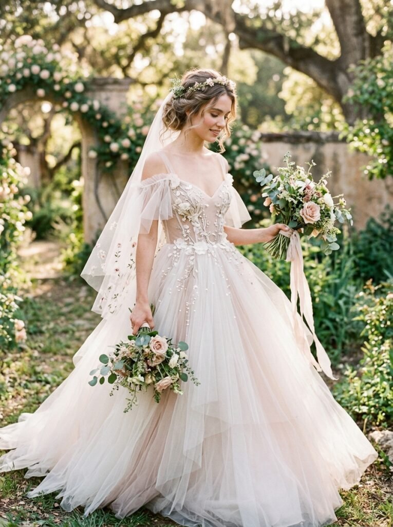 Soft Layered Tulle Fairy Bridal Dream Dress Jaw-Dropping Bridal Outfit Ideas Every Bride Will Be Saving on Pinterest This Year