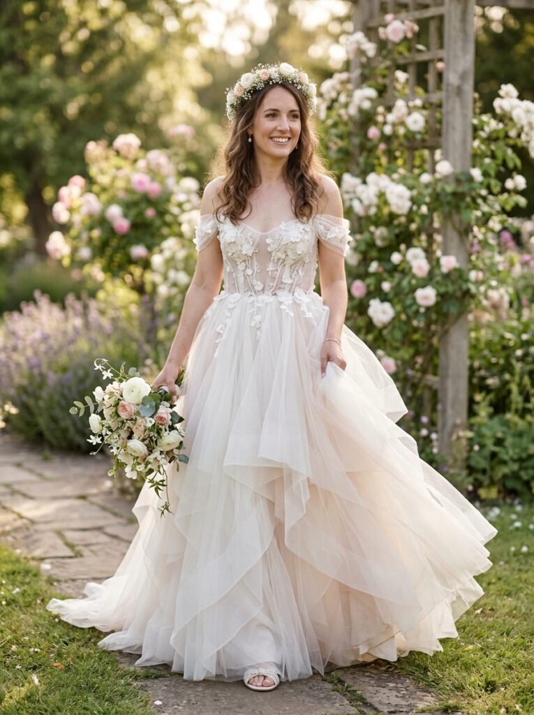Soft Layered Tulle Fairy Bridal Dream Dress Stop Scrolling!” Bridal Outfit Idea That Are Pure Wedding-Day Perfection