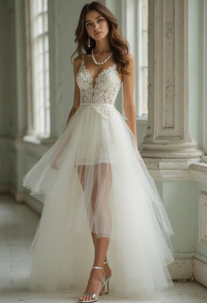 Soft Tulle Layered Bridal Dress