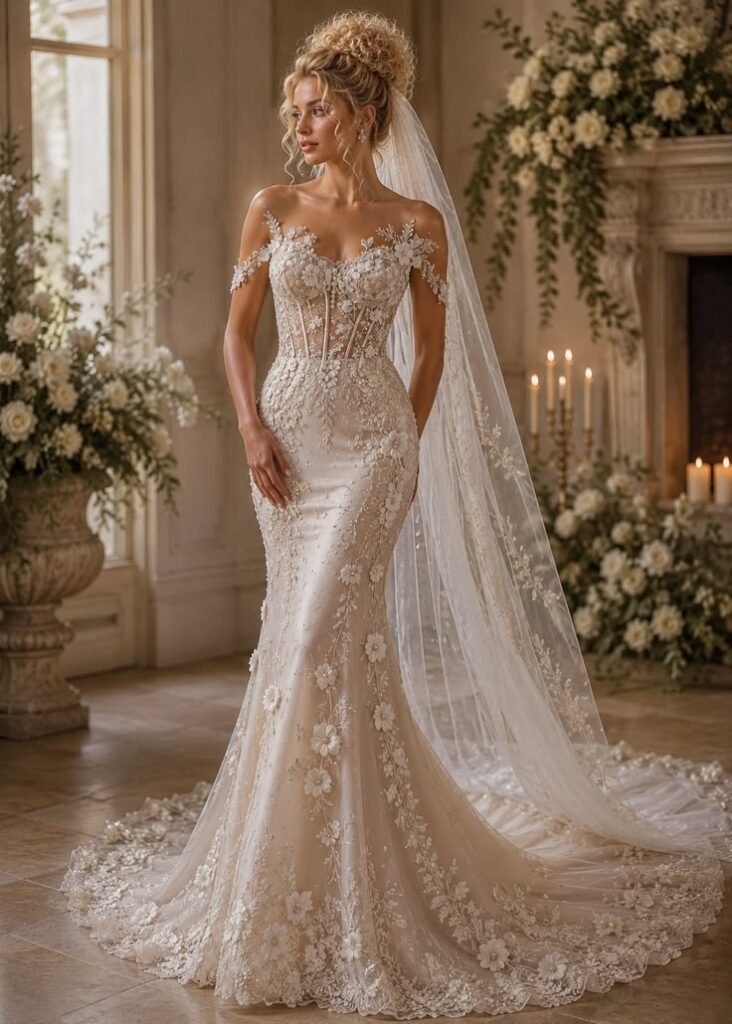 Sparkling Crystal Beaded Bridal Dress