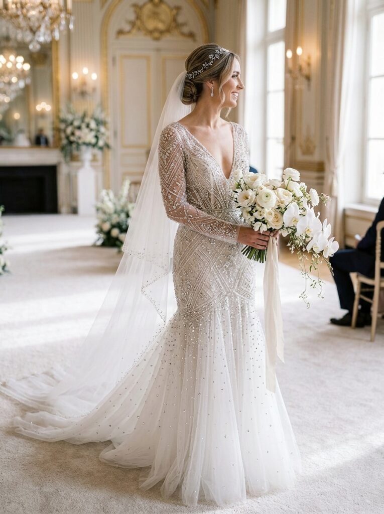 Sparkling Crystal Bridal Glam Dress Jaw-Dropping Bridal Outfit Ideas Every Bride Will Be Saving on Pinterest This Year