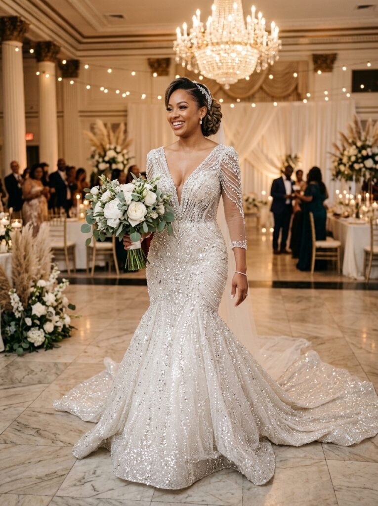 Sparkling Crystal Glam Bridal Dress Stop Scrolling!” Bridal Outfit Idea That Are Pure Wedding-Day Perfection