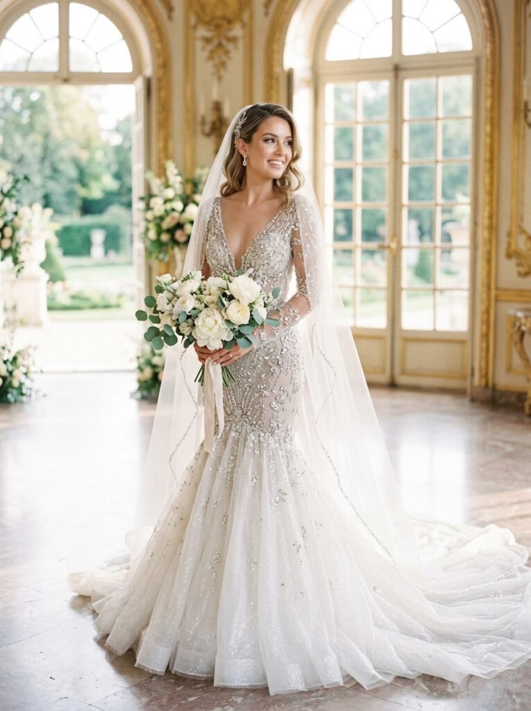 Sparkling Crystal Mermaid Bridal Glam Dress Jaw-Dropping Bridal Outfit Ideas Every Bride Will Be Saving on Pinterest This Year