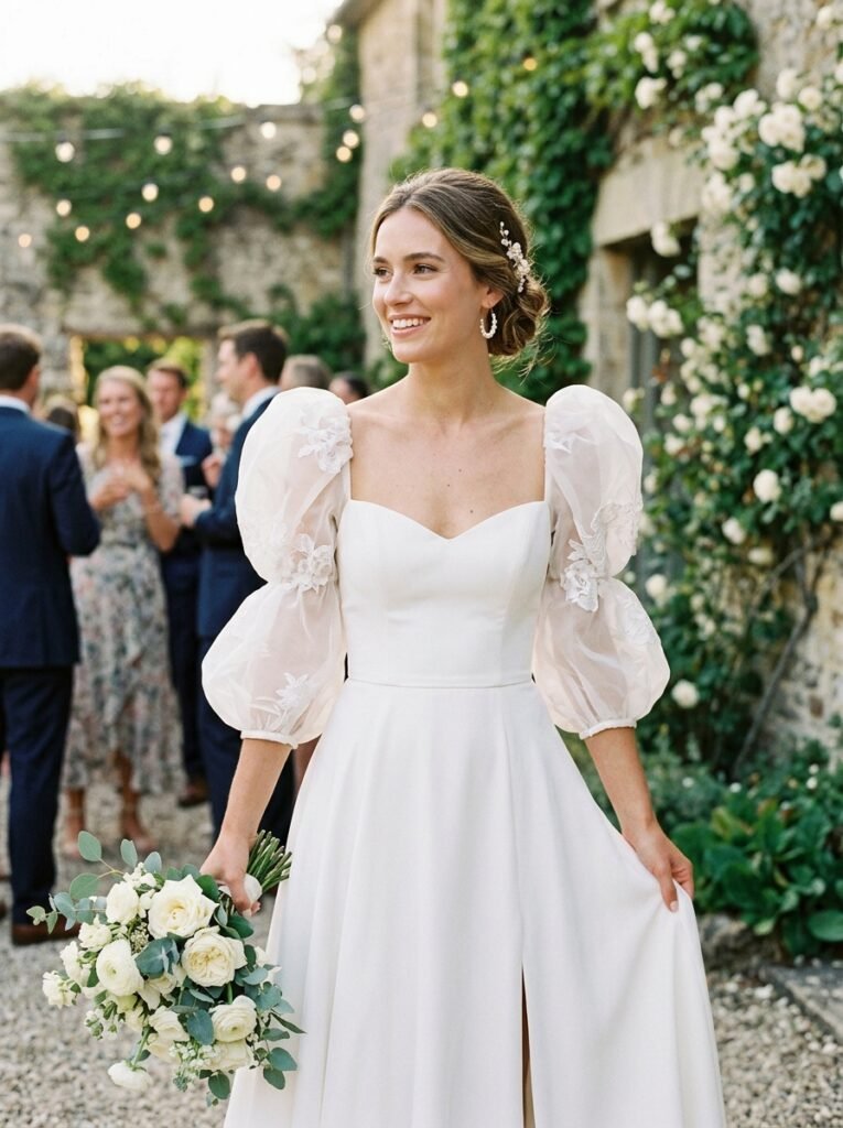 Statement Sleeve Viral Bridal Fashion Gown Viral Bridal Outfit Ideas Gorgeous Wedding Looks That Will Make You Say “Yes!”