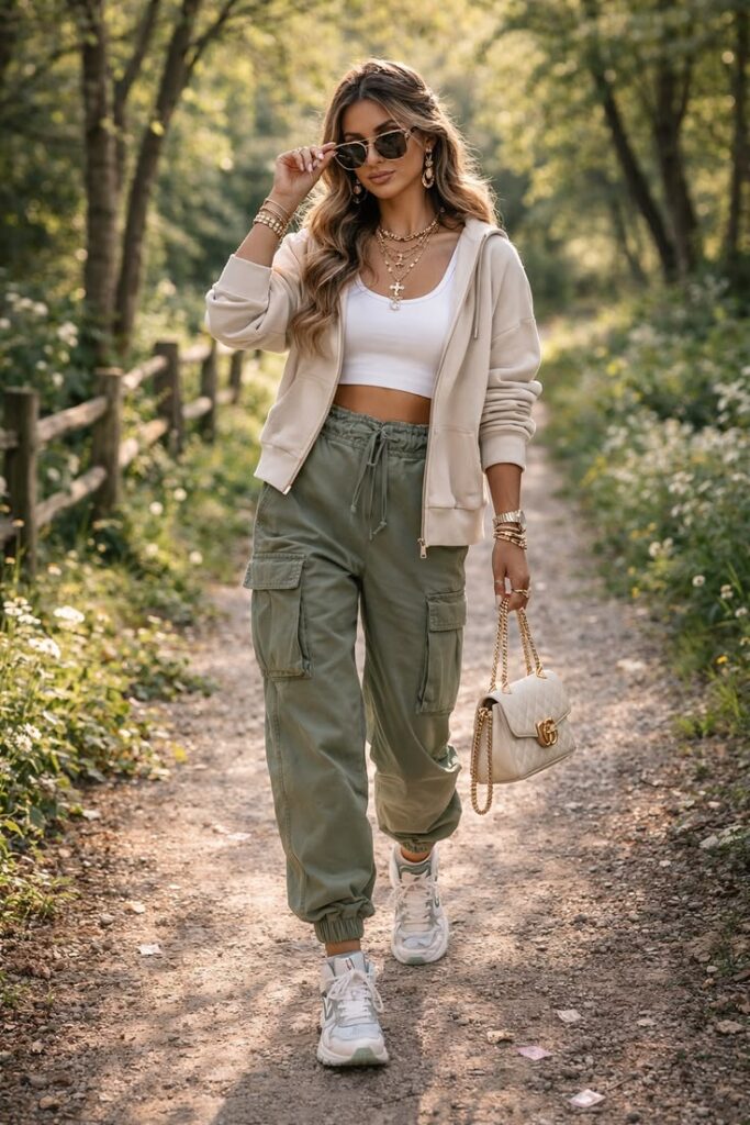 Tank Top With Cargo Pants Utility Chic Look