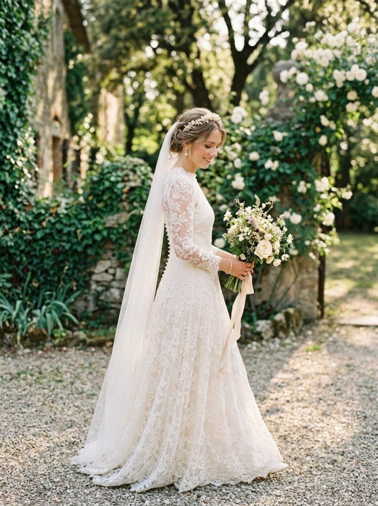 Vintage Inspired Lace Viral Bridal Dress Viral Bridal Outfit Ideas Gorgeous Wedding Looks That Will Make You Say “Yes!”