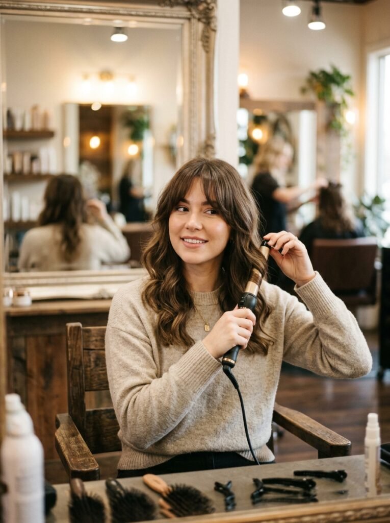 Woman with a heart-shaped face wearing a soft layered hairstyle