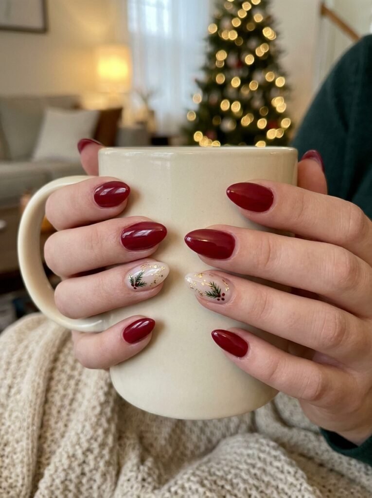 Holiday manicure styled for a variety of December occasions