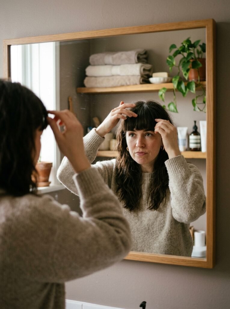 Slicked-back hairstyle example to approach carefully on a heart-shaped face