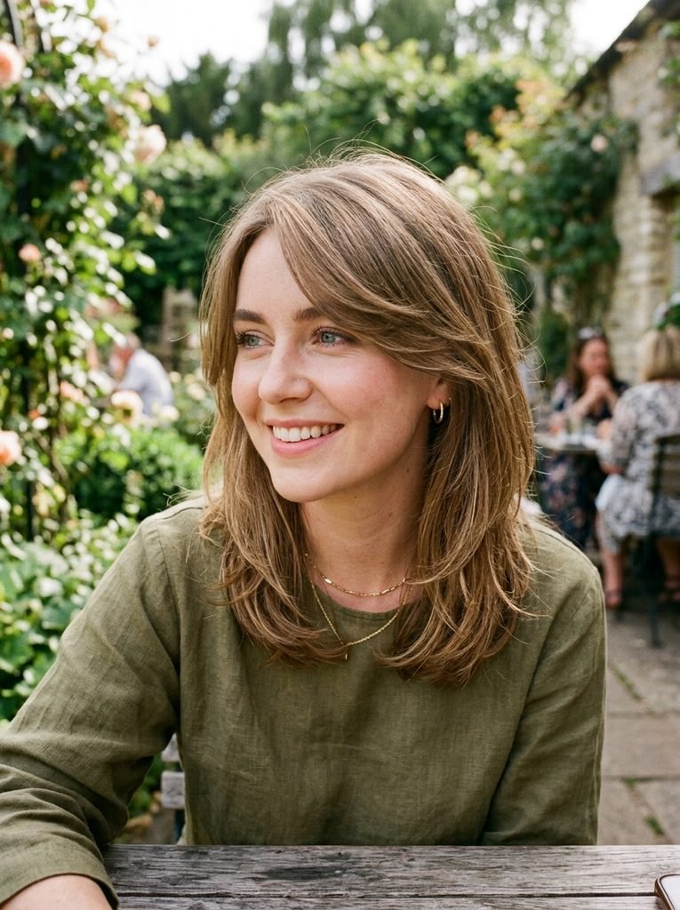 Barely-there side sweep with face-framing layers