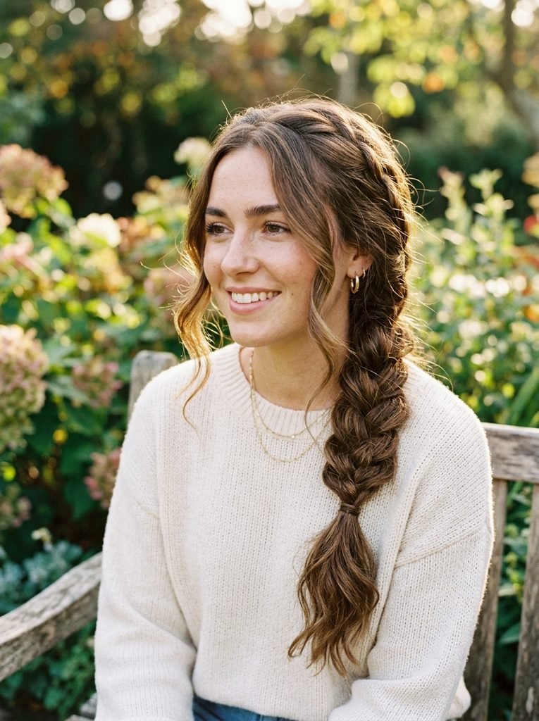 Long Hair With a Loose Braid and Face-Framing Pieces