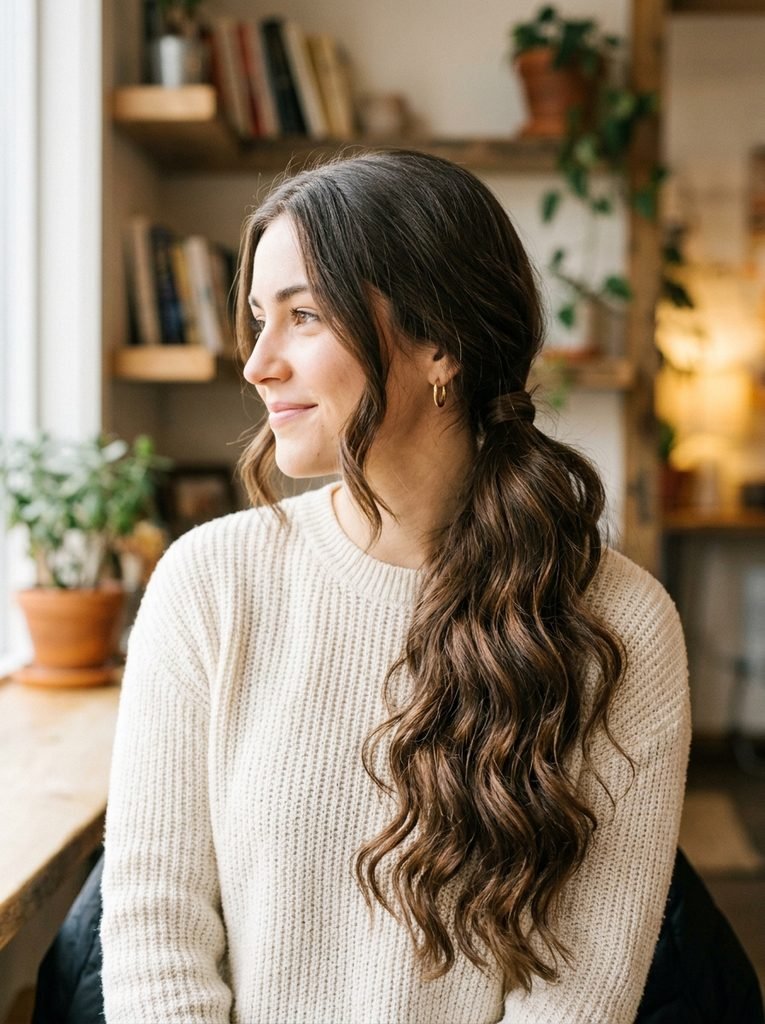 Long Hair With a Low Side Ponytail
