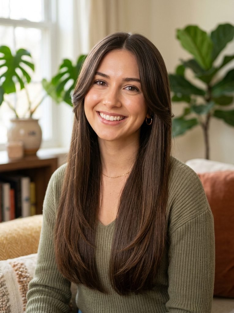 Long Straight Hair With Curved Face-Framing Layers