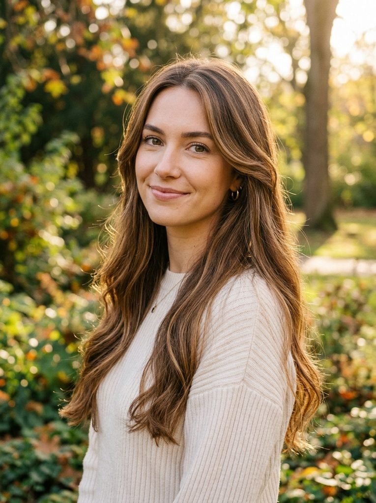 Long hair with a single soft face-framing bend