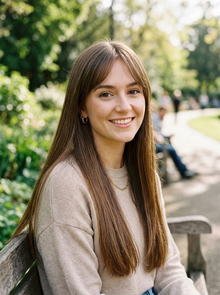 Long straight hair with a soft side fringe