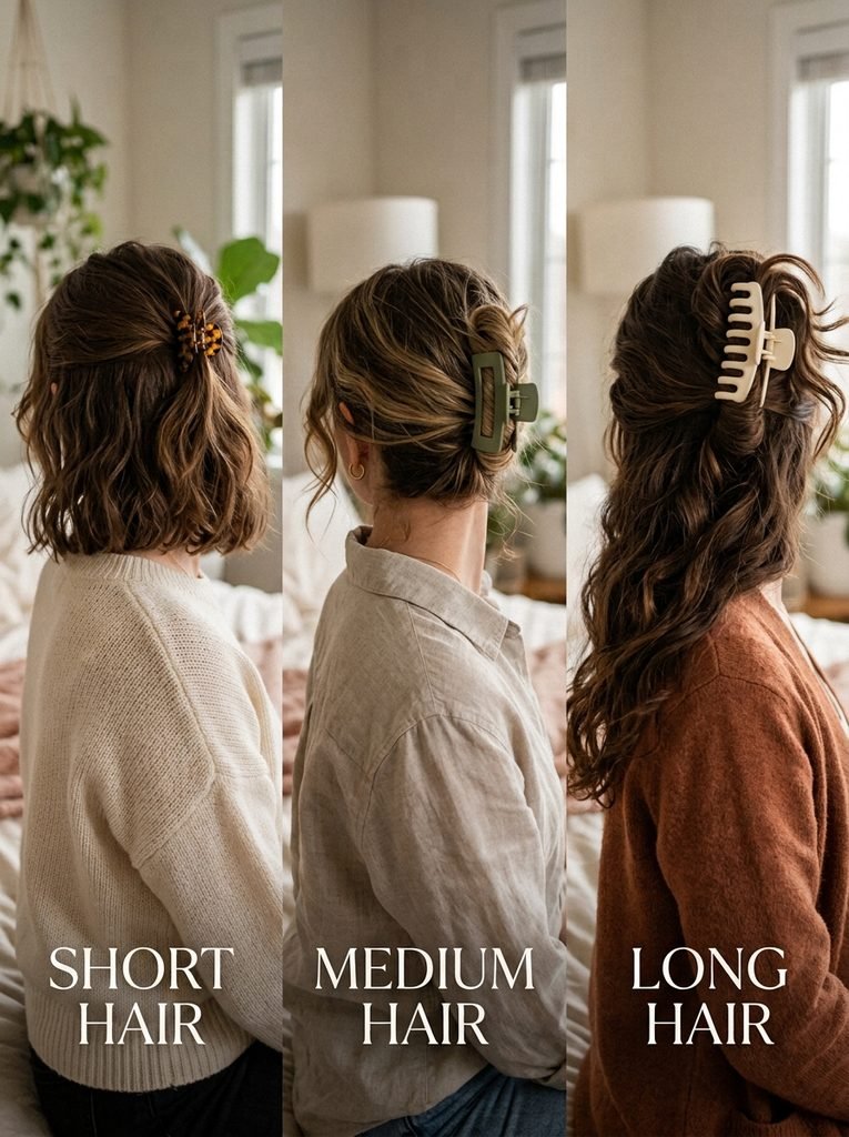 Claw Clip Hairstyles for Short, Medium and Long Hair