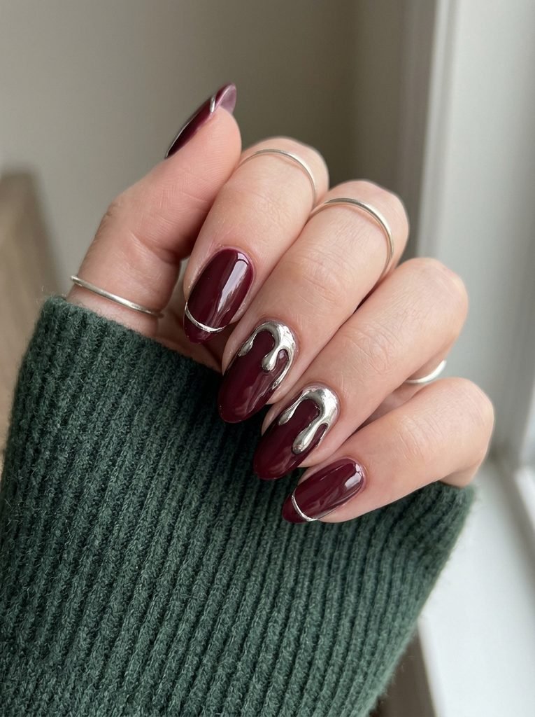 Deep Wine With Liquid Silver