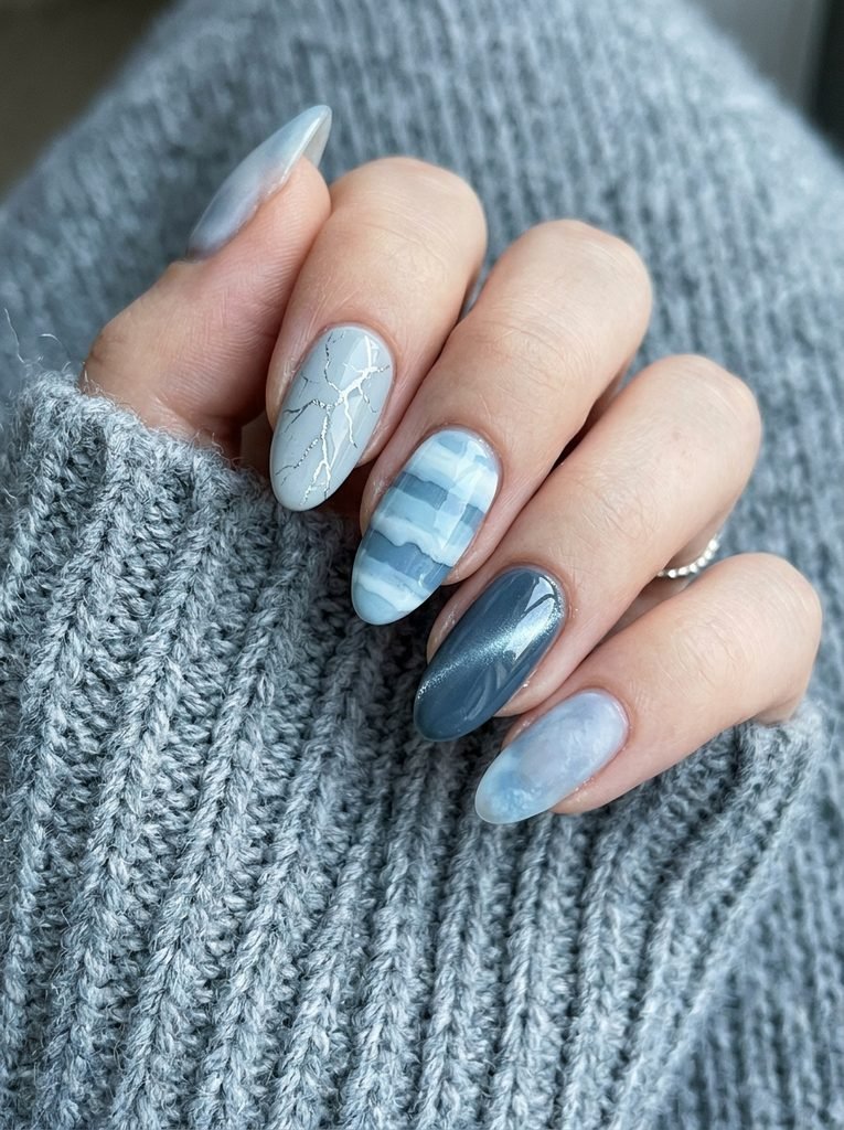 Icy Blue Nail Designs That Skip the Baby-Blue Look