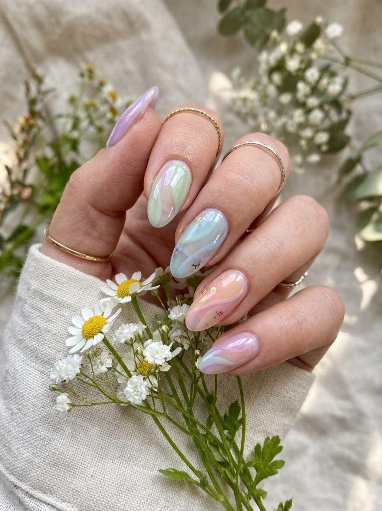 Pastels Built From Sheer Layers Spring nail ideas