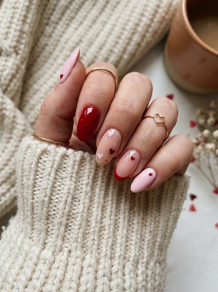 Valentine’s Day Nail Ideas Pink, Red, and Subtle Heart Designs